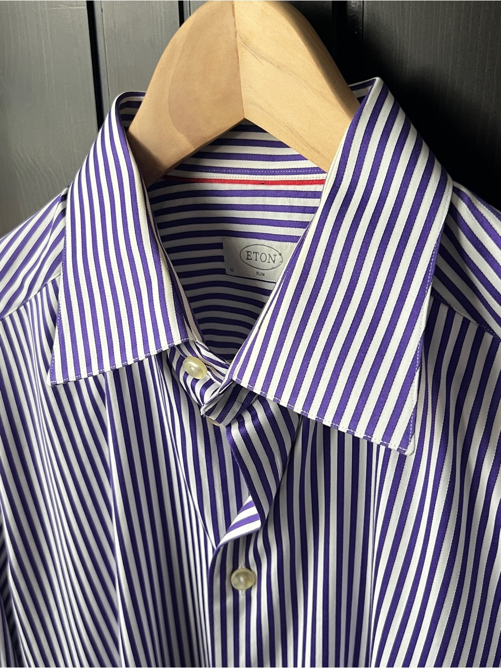 Eton Men's Royal Purple and White Stripe Dress Shirt